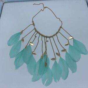 NEW fashion green feather pendant necklace 15in